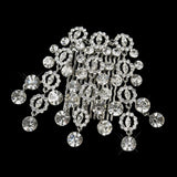 Antique Silver Clear Round Cut Dangle Rhinestone Side Comb 406