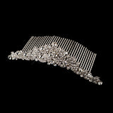 Antique Silver Clear Rhinestone Floral Comb 411