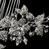 Antique Rhodium Silver Clear Rhinestone Floral Vine Comb 4401