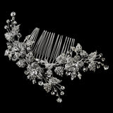 Antique Rhodium Silver Clear Rhinestone Floral Vine Comb 4401