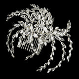 Silver Clear Marquise Rhinestone Floral Side Comb 4516
