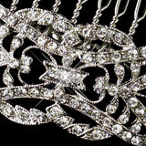 Antique Silver Rhodium Clear Rhinestone Comb 653