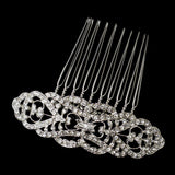 Antique Silver Rhodium Clear Rhinestone Comb 653