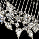 Antique Silver Rhodium Clear Rhinestone Comb 655