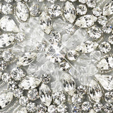 Antique Silver Rhodium Clear Rhinestone & Glass Bead Fabric Comb 657