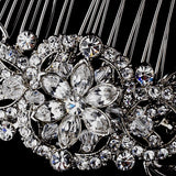 Antique Silver Crystal Bridal Hair Comb 934