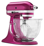 Kitchenaid 5 Qt. Artisan Design Series with Glass Bowl - Raspberry Ice KSM155GBRI