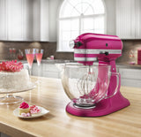 Kitchenaid 5 Qt. Artisan Design Series with Glass Bowl - Raspberry Ice KSM155GBRI