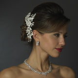 Antique Rhodium Silver Clear Rhinestone Floral Vine Comb 4401