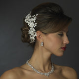 Antique Rhodium Silver Clear Rhinestone Floral Vine Comb 4401