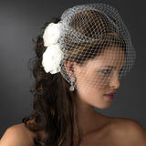 White or Ivory Jeweled Ranunculus Pair Clip 438