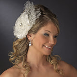 Couture Rhinestone Flower Hair Clip with Russian Tulle 9855