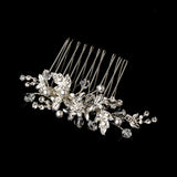 Silver Crystal Pearl Bridal Hair Comb 040