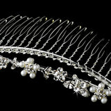 Elegant Delicate Floral Pearl & Rhinestone Bridal Comb 1030