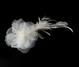 Bridal Feather Hair Piece with Crystals Comb 1517 (White or Ivory)