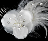 Feather Fascinator White or Ivory Comb 1533