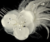 Feather Fascinator White or Ivory Comb 1533