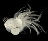 Feather Fascinator White or Ivory Comb 1533