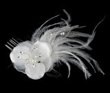 Feather Fascinator White or Ivory Comb 1533