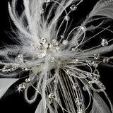 White/Ivory Feather Fascinator Comb 1539