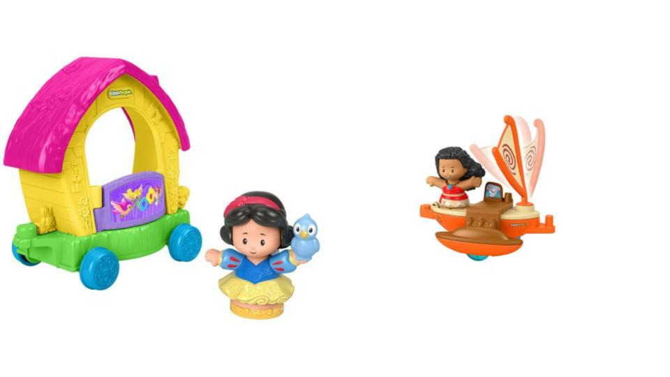 Bundle of 2 |Fisher-Price Little People Disney Princess Parade (Snow White & Friends + Moana's Float Multi)