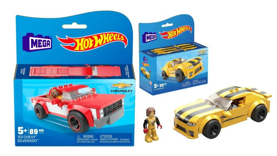 Bundle of 2 |Mega Hot Wheels Real Racecar Building Set (’83 Chevy Silverado & ’17 Camaro)