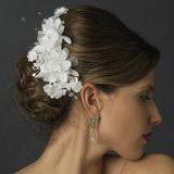 Fabric Flower Rhinestone Clip 1171 White or Ivory