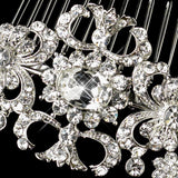 Antique Silver Rhodium Clear Rhinestone Swirl Comb 656
