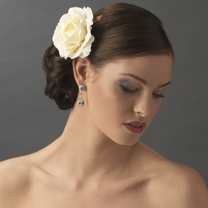 Classic Butter Cream Rose Bridal Flower Hair Clip 408