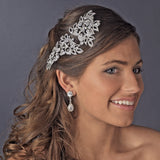 Antique Silver Swarovski Crystal Comb 405