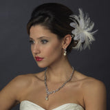 Feather Pearl & Austrian Crystal Flower Bridal Hair Clip 2581 with Brooch Pin