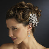 Antique Silver Clear Round Cut Dangle Rhinestone Side Comb 406