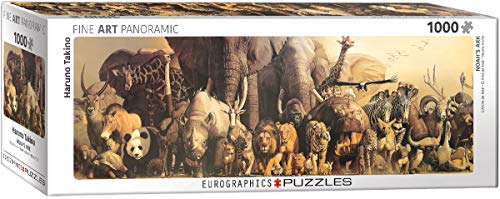 Bundle of 2 |Eurographics Noah's Ark Panoramic by Haruo Takino 1000-Piece Puzzle + Smart Puzzle Glue Sheets