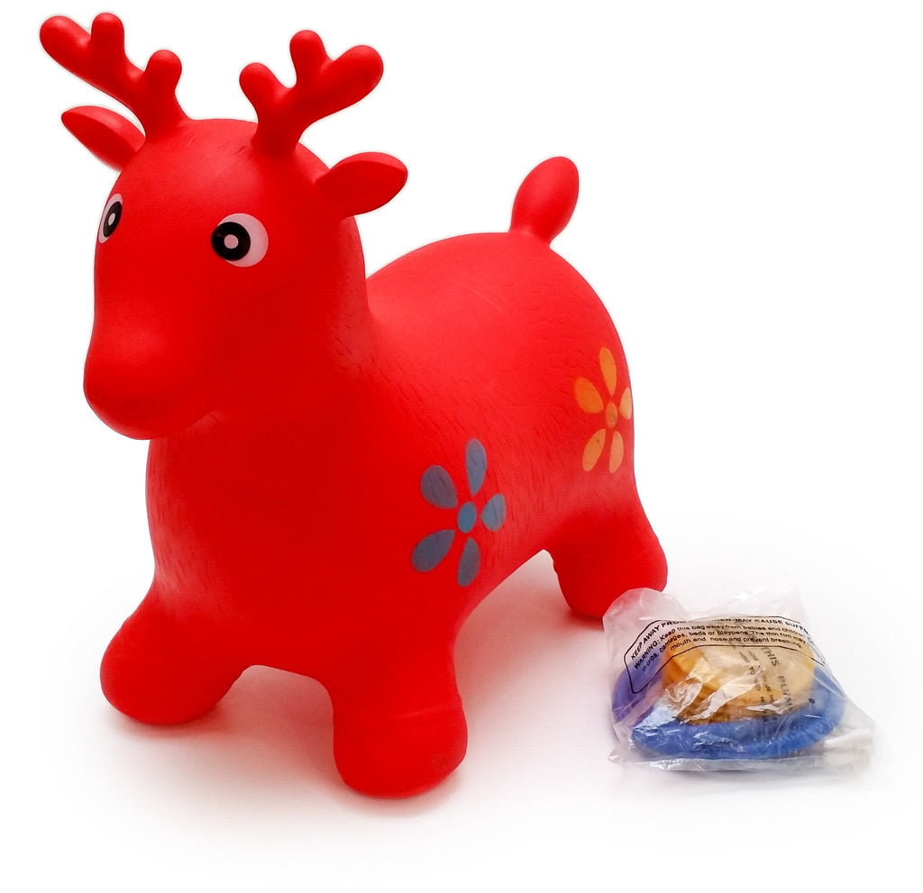 Viahart Red Deer Hopper, Pump Included, Inflatable Jumping Space Hopper Hopping