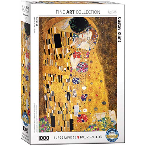 Bundle of 2 |Gustav Klimt The Kiss 1000-Piece Jigsaw Puzzle by Eurographics + Smart Puzzle Glue Sheets