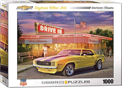 Bundle of 2 |EuroGraphics Daytona Yellow Zeta 1000-Piece Puzzle + Smart Puzzle Glue Sheets