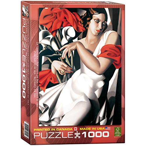 Bundle of 2 |EuroGraphics Portrait of Ira by Tamara de Lempicka 1000-Piece Puzzle + Smart Puzzle Glue Sheets