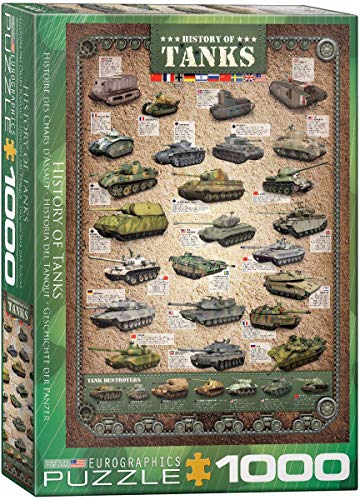 Bundle of 2 |EuroGraphics History of Tanks Puzzle (1000-Piece) + Smart Puzzle Glue Sheets