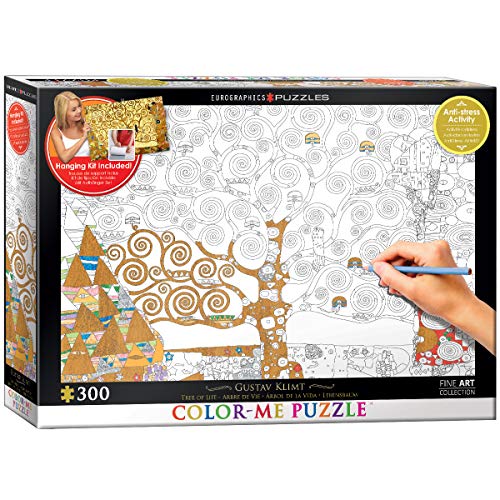 Bundle of 2 |EuroGraphics Tree of Life by Gustav Klimt Color Me Puzzle (300-Piece) + Smart Puzzle Glue Sheets