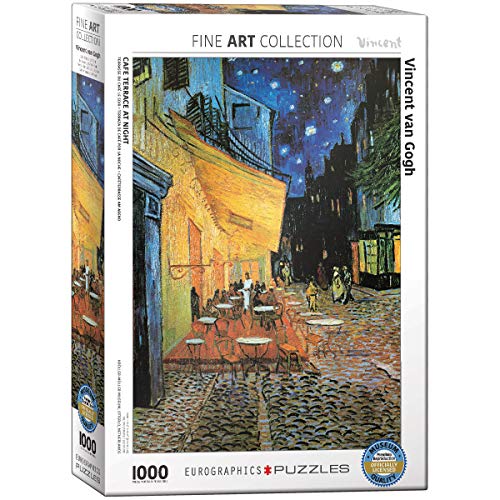 Bundle of 2 |EuroGraphics Van Gogh Cafe at Night 1000-Piece Puzzle + Smart Puzzle Glue Sheets