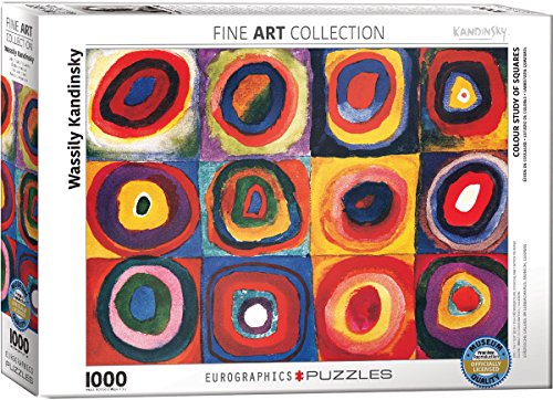 Bundle of 2 |Eurographics Color Study of Squares by Wassily Kandinsky 1000-Piece Puzzle + Smart Puzzle Glue Sheets