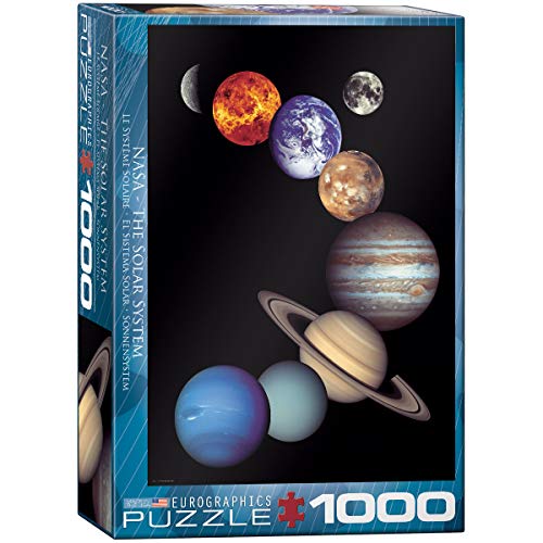 Bundle of 2 |EuroGraphics Nasa Solar System 1000-Piece Puzzle + Smart Puzzle Glue Sheets