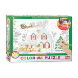 Bundle of 2 |EuroGraphics Santa's Sleigh Color Me Puzzle (100 Pieces) + Smart Puzzle Glue Sheets