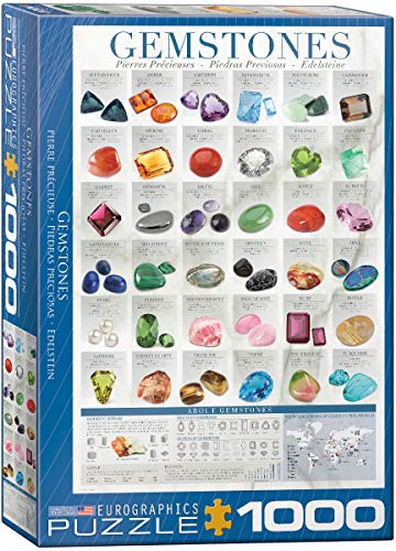 Bundle of 2 |EuroGraphics Gemstones Puzzle (1000-Piece) + Smart Puzzle Glue Sheets