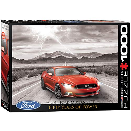 Bundle of 2 |EuroGraphics 2015 Ford Mustang Jigsaw Puzzle (1000-Piece) + Smart Puzzle Glue Sheets