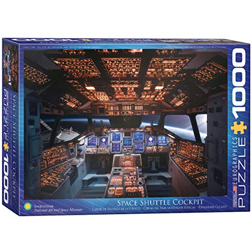 Bundle of 2 |EuroGraphics Shuttle Cockpit 1000-Piece Puzzle + Smart Puzzle Glue Sheets