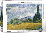 Bundle of 2 |Wheat Field with Cypresses by Vincent van Gogh 1000-Piece Puzzle + Smart Puzzle Glue Sheets
