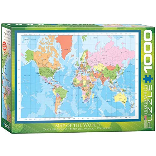 Bundle of 2 |EuroGraphics Modern Map of The World Puzzle (1000-Piece) + Smart Puzzle Glue Sheets