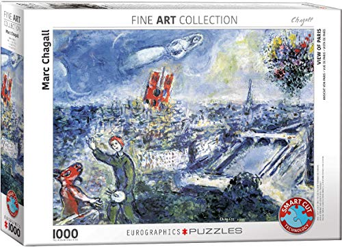 Bundle of 2 |eurographics (eurhr le bouquet de paris by marc chagall 1000-Piece puzzle + Smart Puzzle Glue Sheets