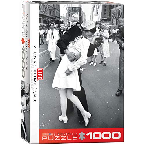 Bundle of 2 |EuroGraphics Kissing on VJ Day Life Magazine (1000-Piece) Puzzle + Smart Puzzle Glue Sheets